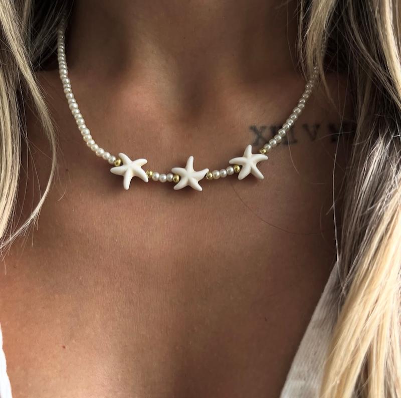 گردنبند ۳ ستاره مروارید ریز