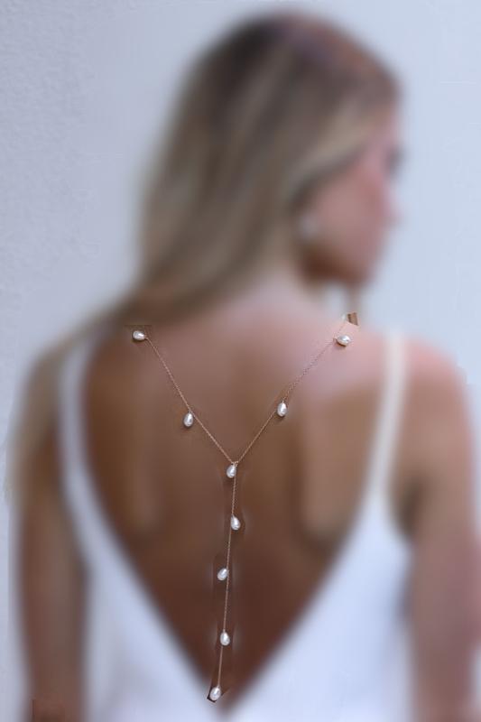 زنجیرپشت کمر مروارید اشکی پر