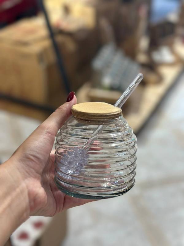 عسل خوری در چوبی با قاشق اکرولیک