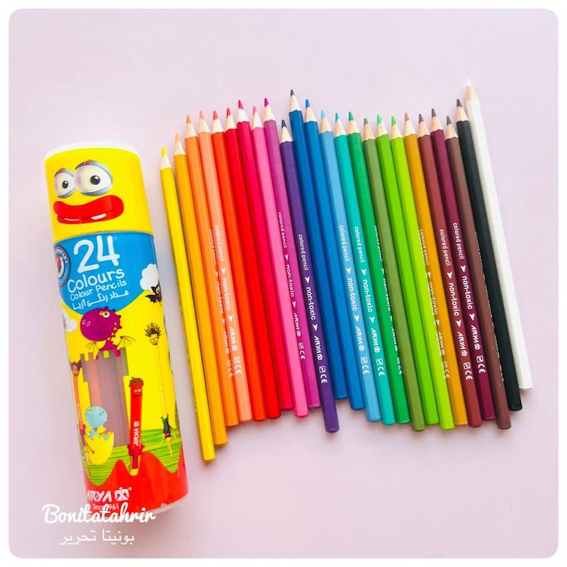 مدادرنگی ۲۴ رنگ استوانه ای آریا طرح لبخند