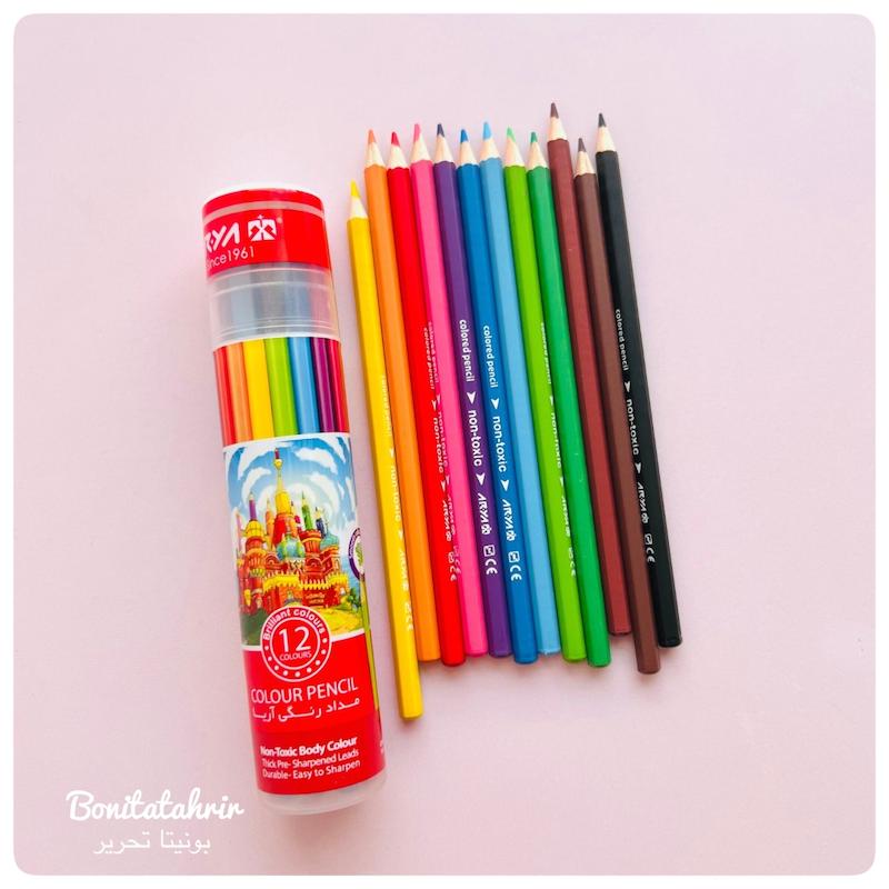 مدادرنگی ۱۲ رنگ استوانه ای آریا