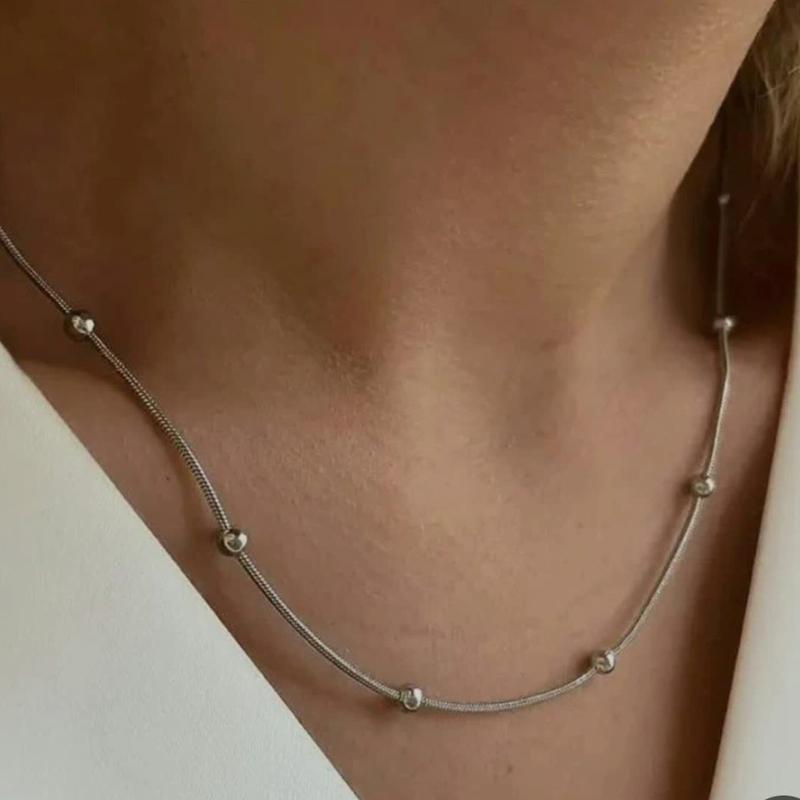 گردنبند ماری توپی نقره ای زنانه 