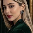 گوشواره میناکاری رنگی مدل گل مشکی