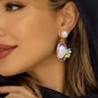 گوشواره میناکاری رنگی مدل مروارید دفرمه بنفش
