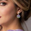 گوشواره میناکاری مدل گل لاله بنفش