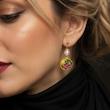 گوشواره میناکاری مدل گل گرد زرد 