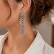 گوشواره نگین‌دار آبشاری آویزی وارداتی