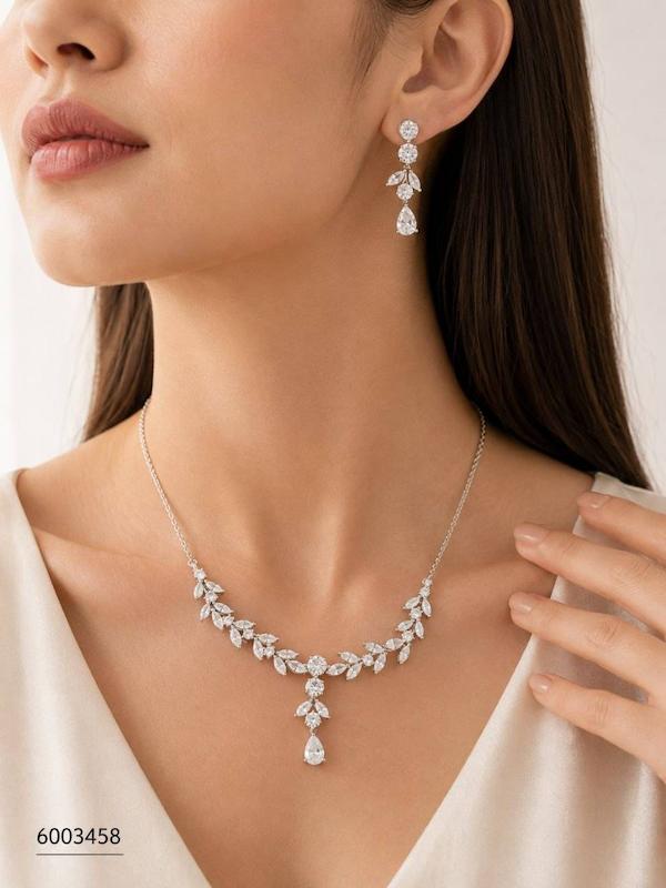 نیم ست برگی آویزدار طرح نقره ژوپینگ 6003458