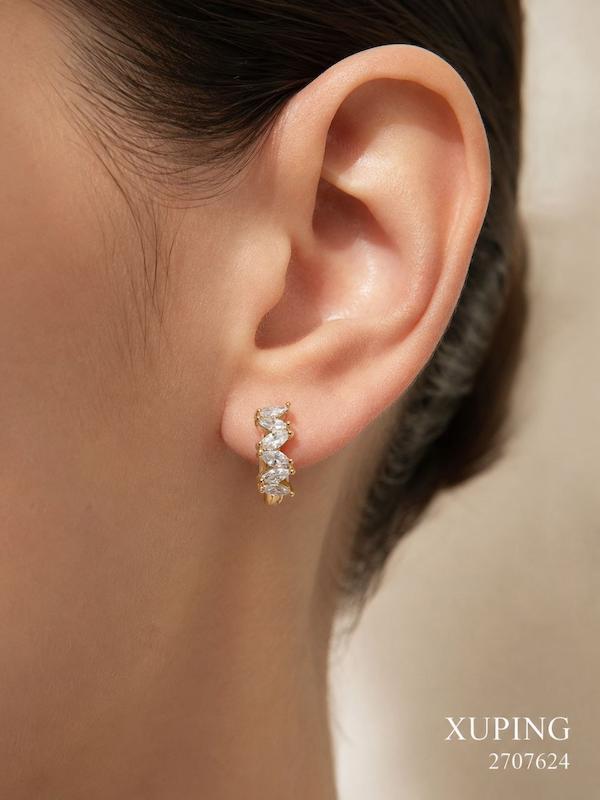 گوشواره طلایی کریستال بزرگ ژوپینگ | 2707624