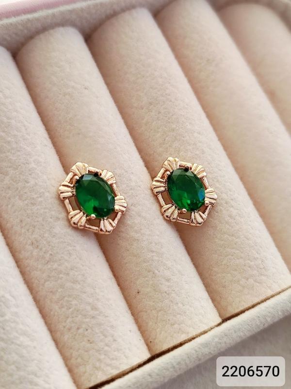 گوشواره جواهری سنگ سبز ژوپینگ | 2206570