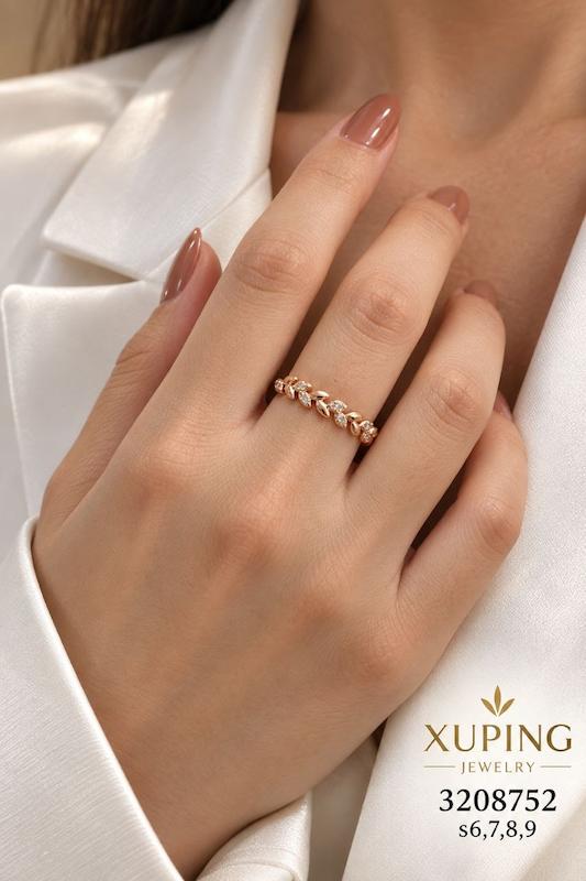 انگشتر هندسی طرح برگ نگین دار ژوپینگ | 3208752