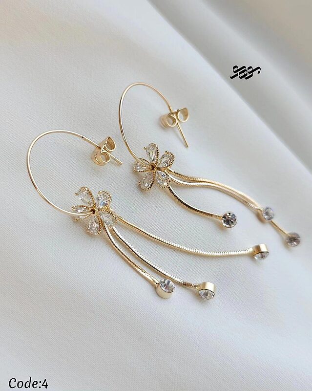 گوشواره گل الماسی آویز