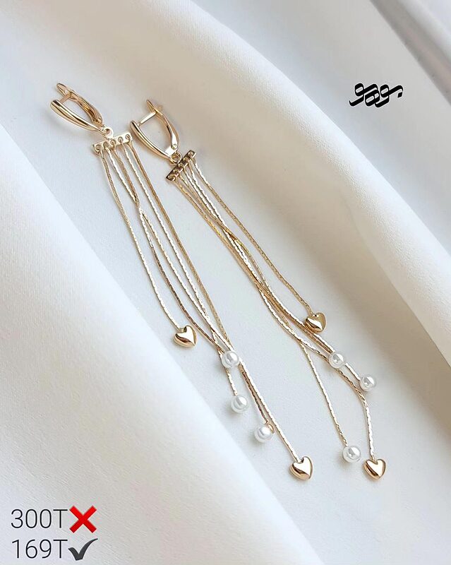 گوشواره قلبی مرواریدی آویز