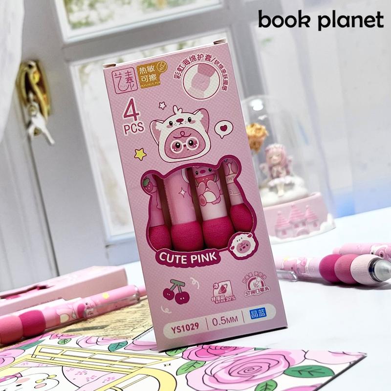 نمای بسته 4 عددی روان نویس طرح خرس صورتی مدل Cute Pink