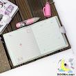 نمای داخل ست دفترچه یادداشت و خودکار طرح کرومی