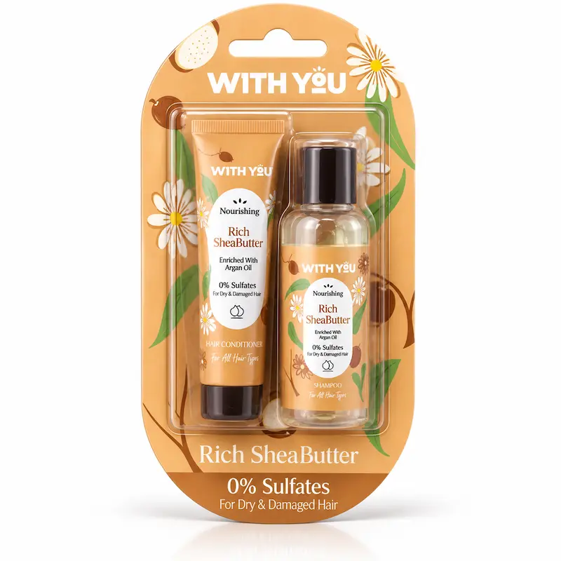 پک مسافرتی شامپو و نرم کننده ویت یو مدل Rich Shea Butter تغذیه کننده مو