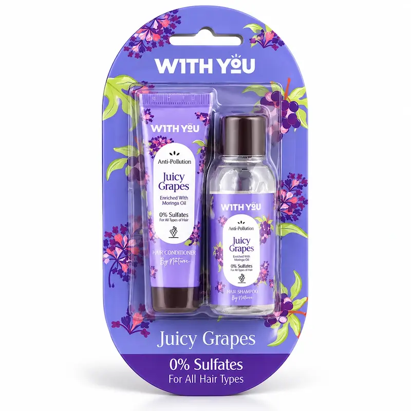 پک مسافرتی شامپو و نرم کننده ویت یو مدل Juicy Grapes رایحه انگور