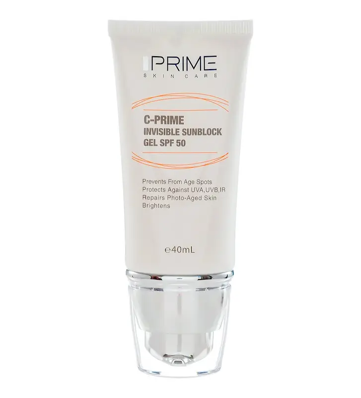ژل ضد آفتاب بی رنگ پرایم SPF50 حاوی ویتامین C حجم 40 میلی لیتر