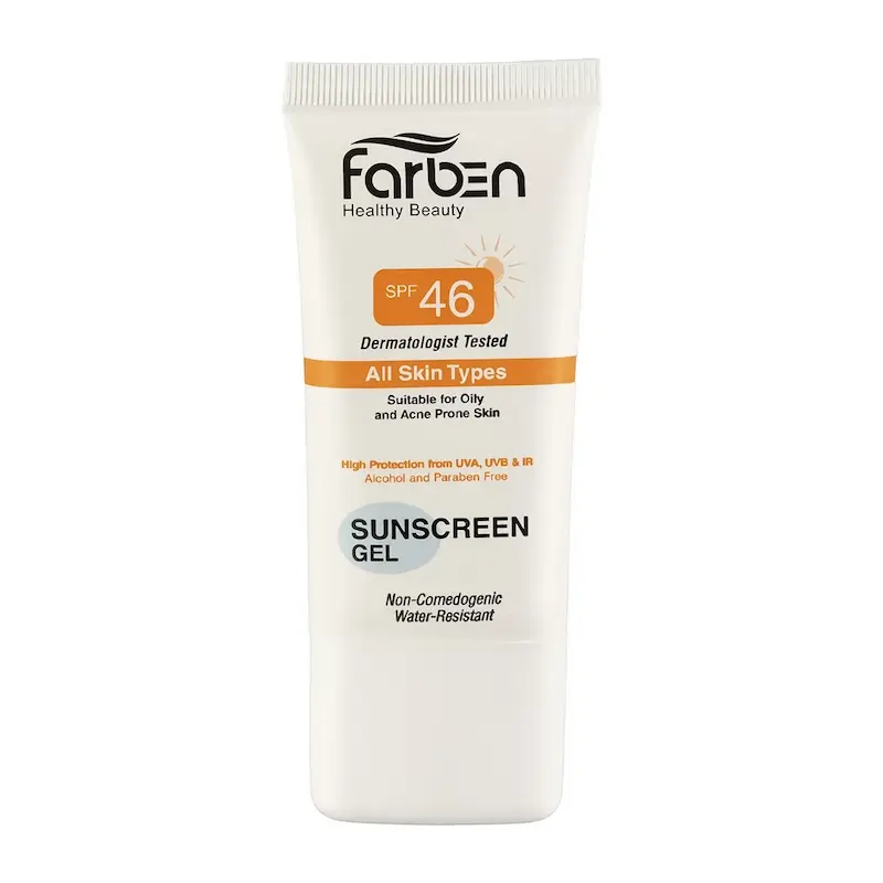 ژل ضد آفتاب فاربن SPF46 مناسب پوست چرب و جوش دار حجم 50 میلی لیتر