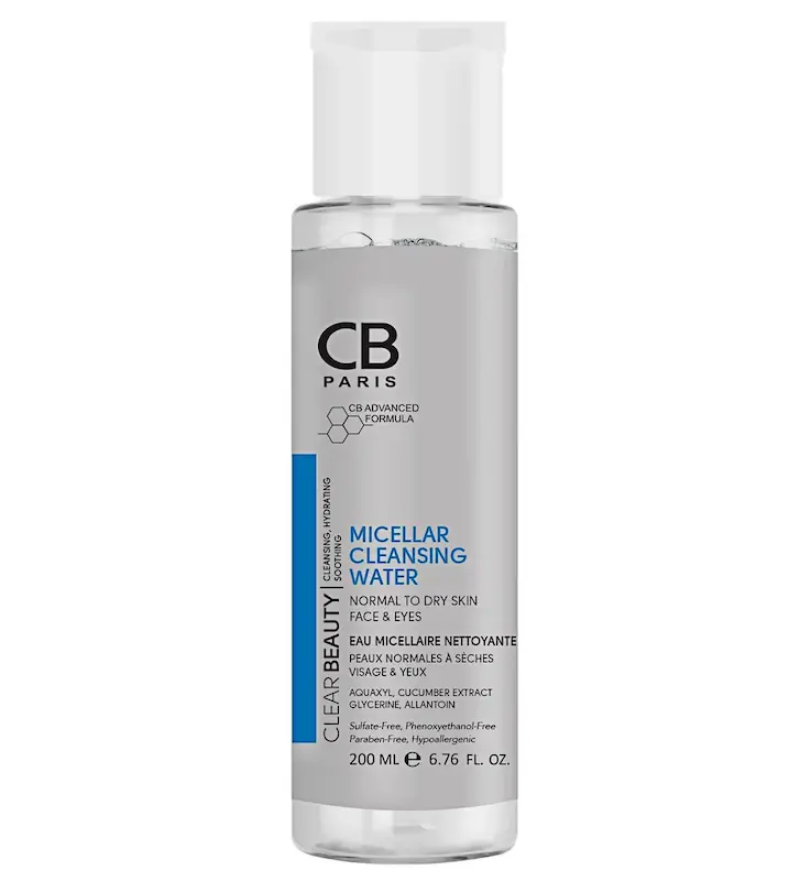 میسلار واتر سی بی پاریس مناسب پوست نرمال و خشک اصل ۲۰۰ میلی‌لیتر، CB Paris Micellar Water for Normal & Dry Skin 200ml Original، ماء ميسيلار CB Paris للبشرة العادية والجافة 200 مل أصلي