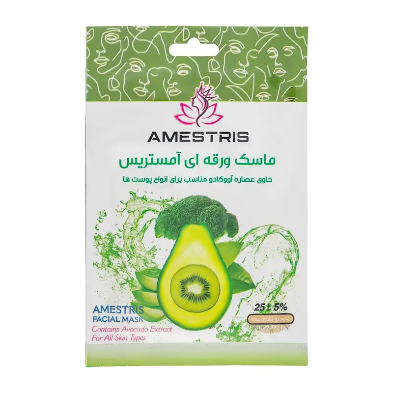 ماسک ورقه‌ای صورت آمستریس مدل میوه‌های سبز مناسب انواع پوست, Amsteris Green Fruits Facial Sheet Mask for All Skin Types, قناع ورقي للوجه أمستريس بفاكهة خضراء مناسب لجميع أنواع البشرة