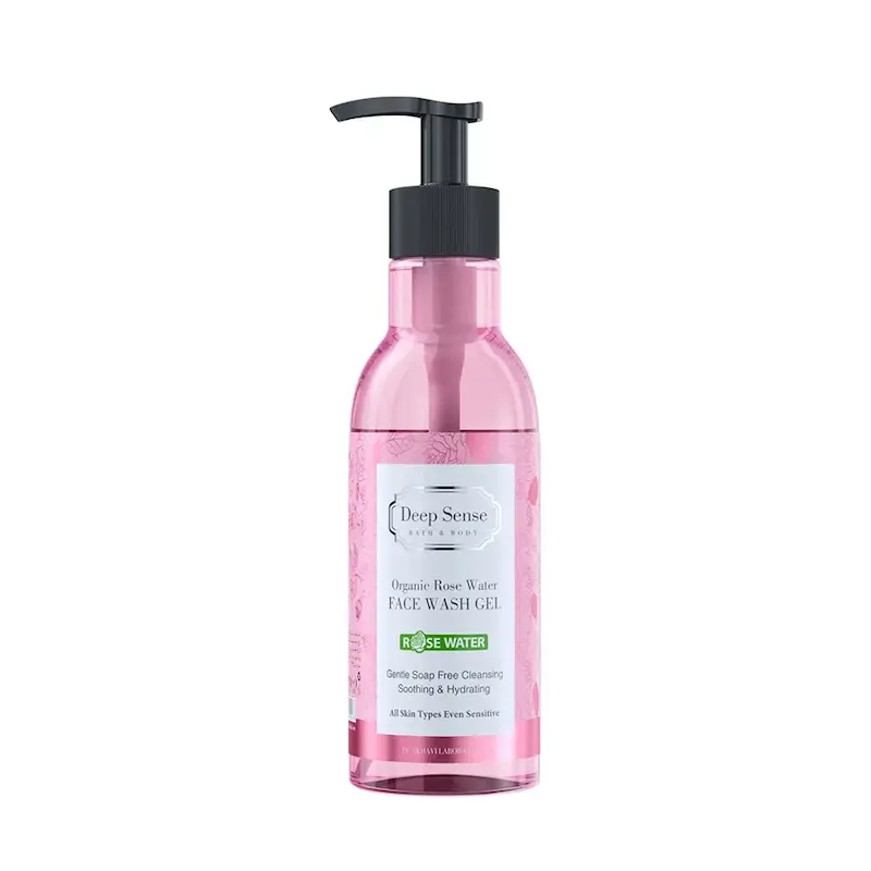 ژل شستشوی صورت گلاب دیپ سنس مناسب پوست‌های حساس حجم 250 میلی‌لیتر, Deep Sense Rose Water Facial Cleansing Gel for Sensitive Skin 250ml, جل تنظيف الوجه ديب سينس بماء الورد للبشرة الحساسة 250 مل