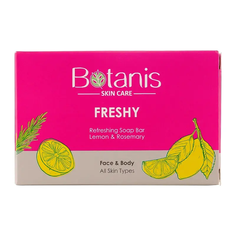 صابون شاداب کننده و شفاف کننده پوست بوتانیس حاوی لیمو و رزماری مناسب انواع پوست وزن 100 گرم