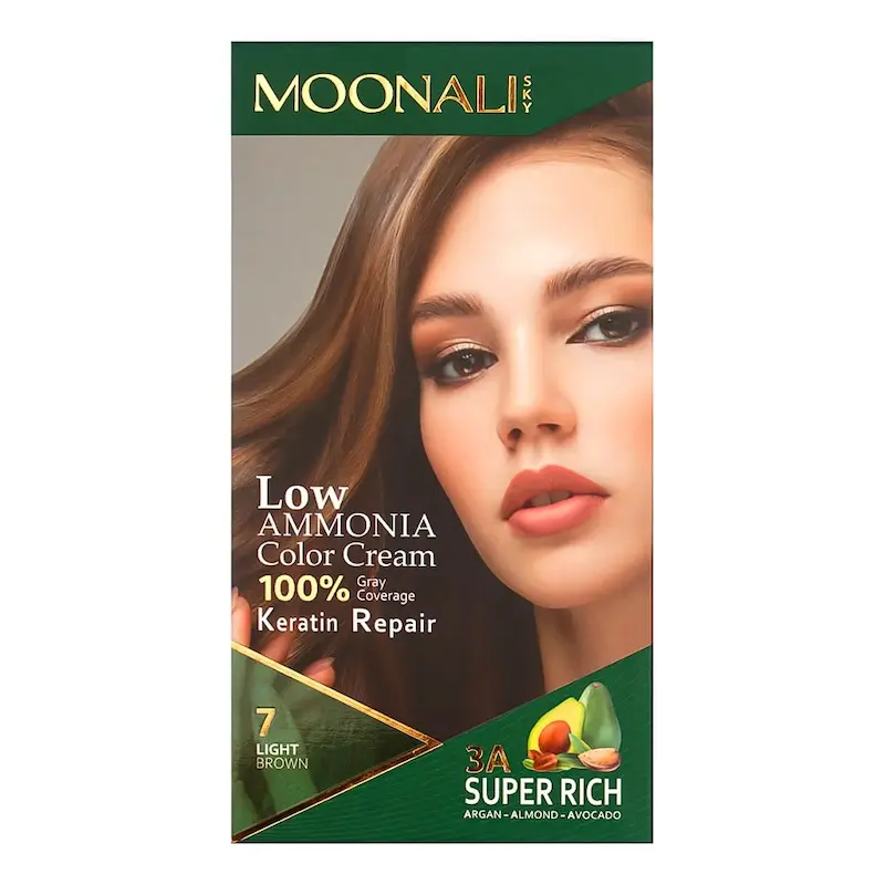 کیت رنگ موی شماره 7 مونالی اسکای – قهوه ای روشن حجم 100 میلی‌لیتر