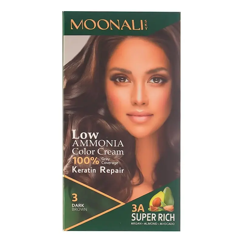 کیت رنگ موی شماره 3 مونالی اسکای – قهوه ای تیره حجم 100 میلی‌لیتر