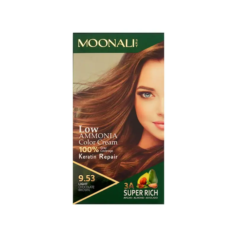 کیت رنگ موی شماره 9.53 مونالی اسکای – قهوه ای شکلاتی روشن حجم 100 میلی‌لیتر