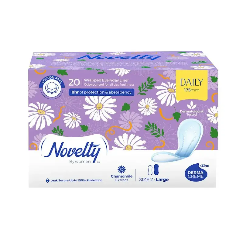 پد بهداشتی روزانه نازک بزرگ با عصاره بابونه ناولتی بسته 20 عددی 