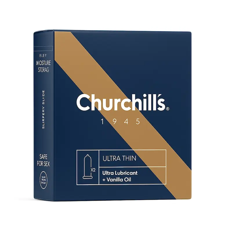 کاندوم چرچیلز مدل Ultra Thin حاوی روان کننده مضاعف تعداد 3 عددی 
