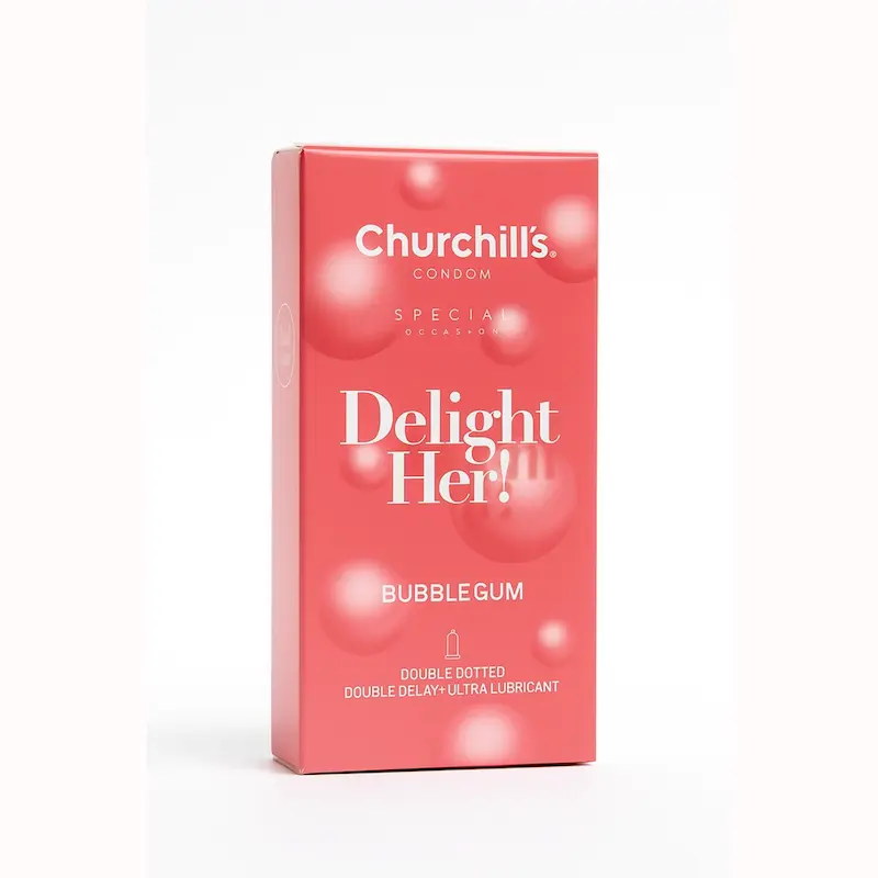 کاندوم تاخیری دابل چرچیلز مدل Bubble Gum بسته 12 عددی
