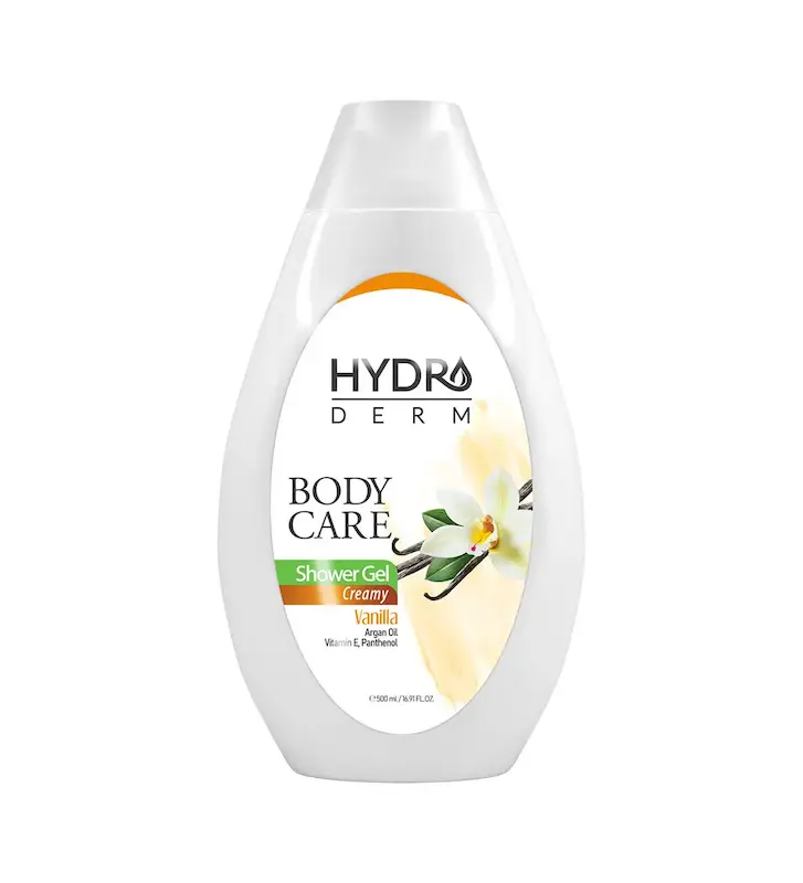 شامپو بدن کرمی هیدرودرم با رایحه وانیل و روغن آرگان حجم 500 میلی لیتر