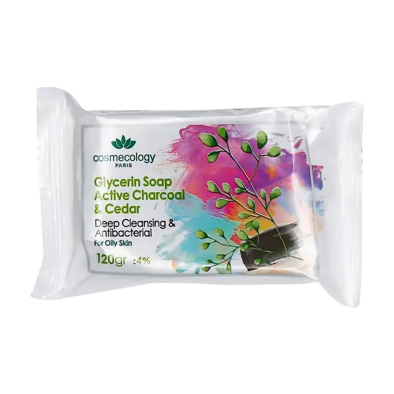 صابون گلیسیرینه سدر و ذغال فعال مناسب پوست چرب کاسمکولوژی وزن 120 گرم