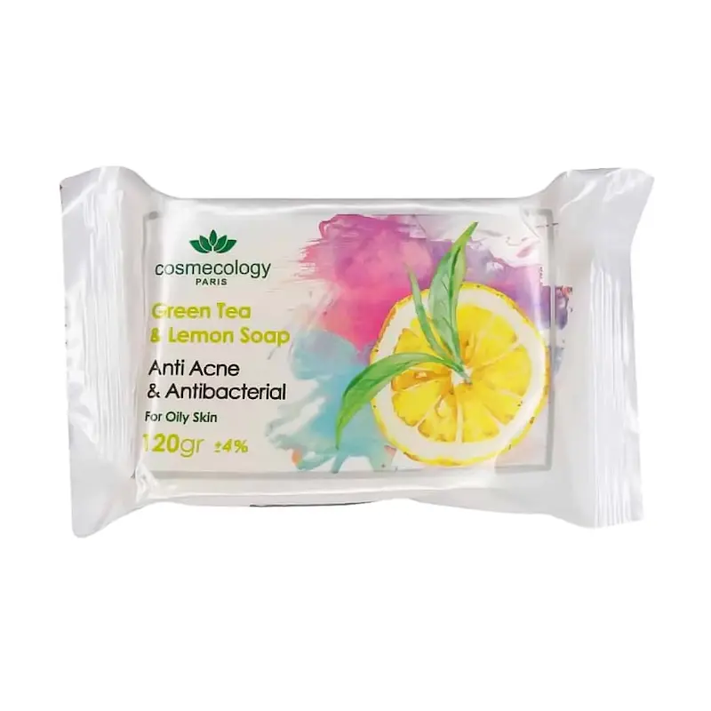  صابون چای سبز و لیمو کاسمکولوژی مناسب پوست چرب و مستعد آکنه وزن 120 گرم
