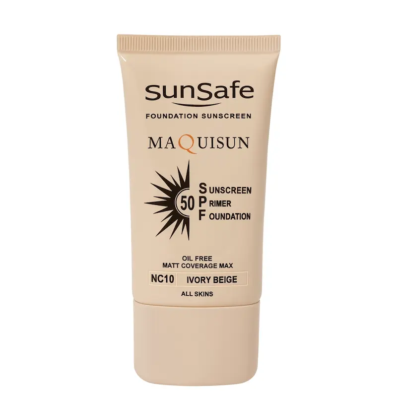 ضد آفتاب رنگی سان سیف کرم پودری و پرایمری مکیسان با SPF50 وزن 40 گرم