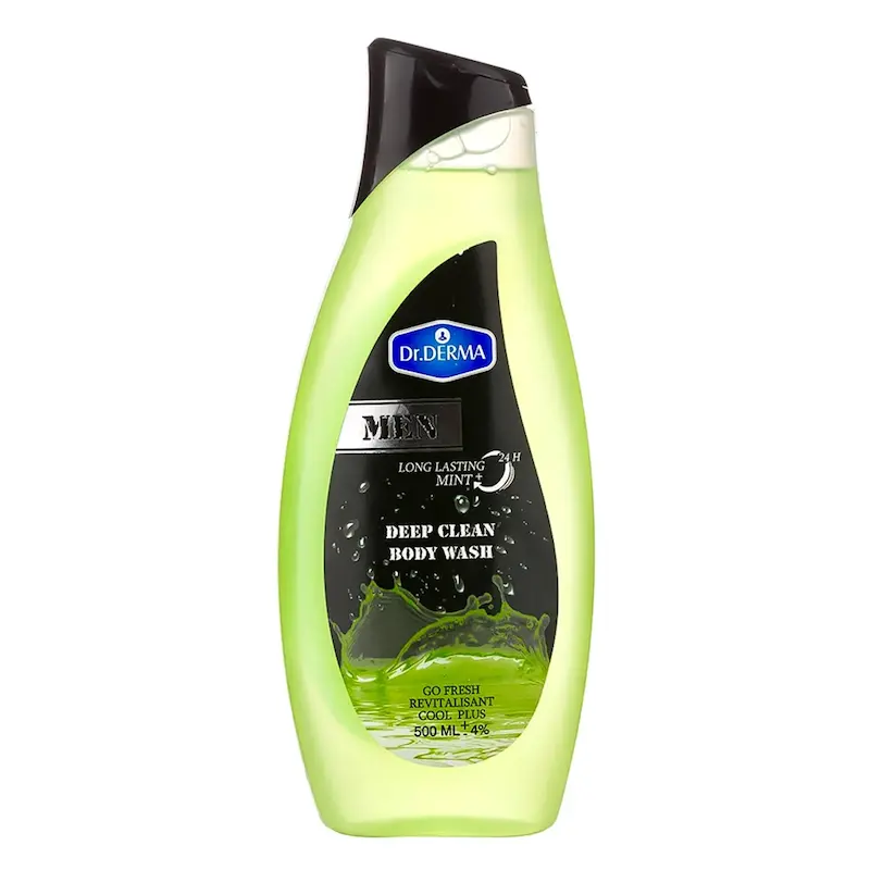 شامپو بدن مردانه سبز تمیز کننده ژرف دکتر درما حجم  520 میلی لیتر