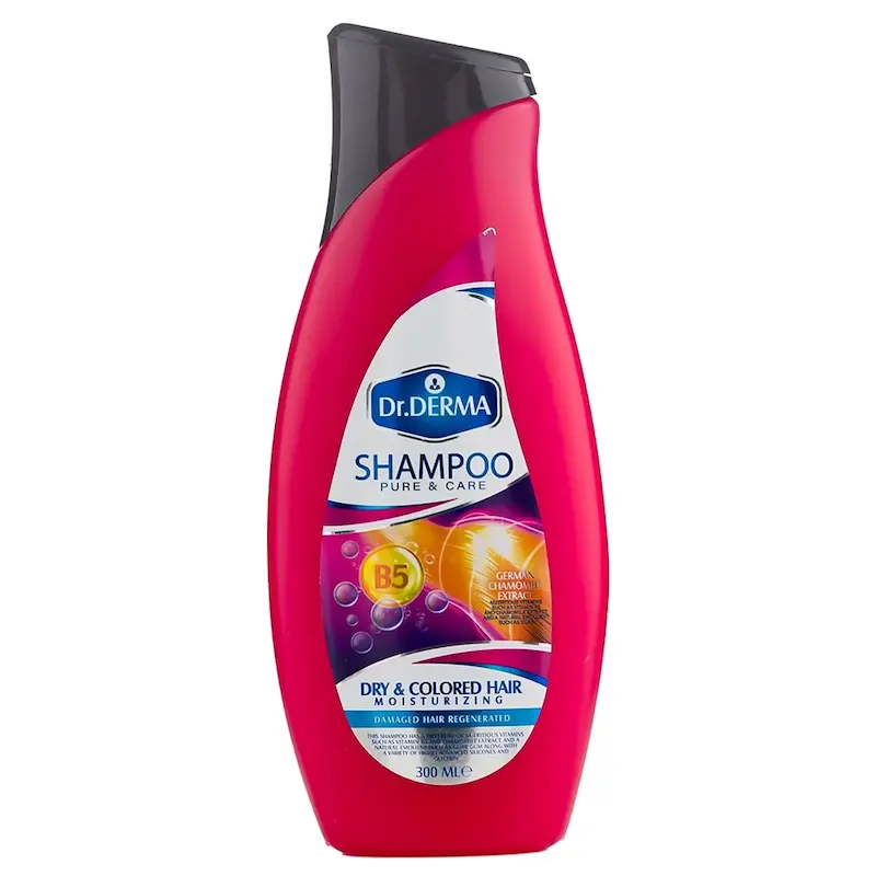 شامپو مخصوص موهای خشک و رنگ شده رطوبت رسان دکتر درما