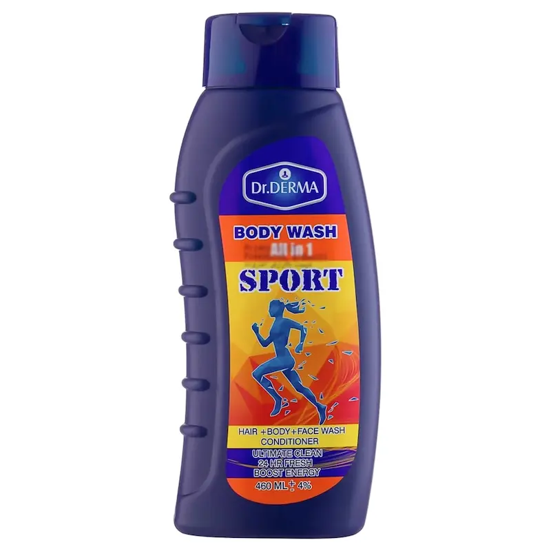 شامپو بدن اسپورت زنانه چند منظوره دکتر درما حجم  460 میلی لیتر