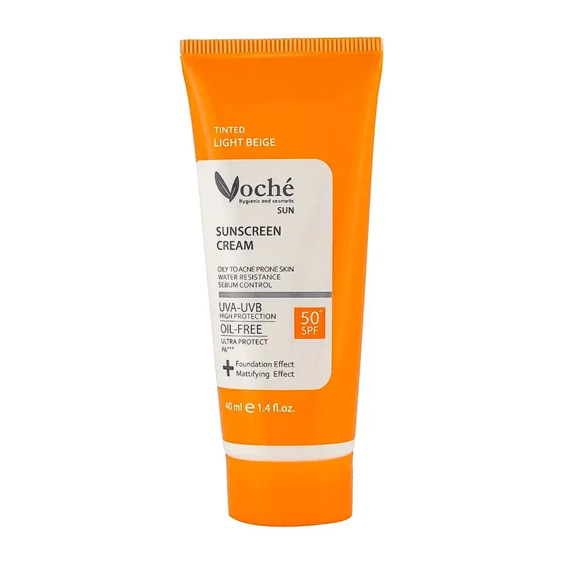 کرم ضد آفتاب رنگی وچه با SPF50 مناسب پوست چرب و دارای جوش حجم 40 میلی لیتر