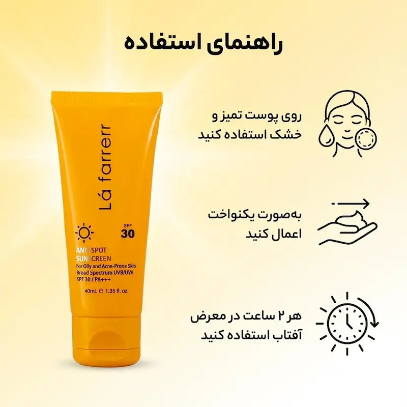 ضد آفتاب و ضد لک  بی رنگ لافارر پوست چرب و آکنه دار SPF 30 حجم 40 میلی لیتر