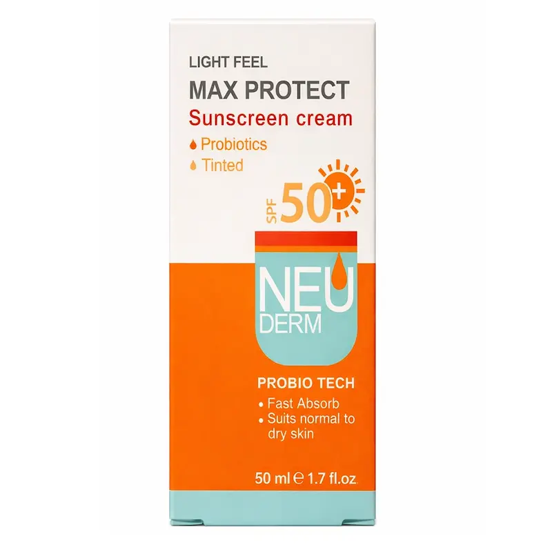 کرم ضد آفتاب رنگی نئودرم مدل Max Protect با SPF50 مناسب پوست چرب حجم 50 میلی لیتر