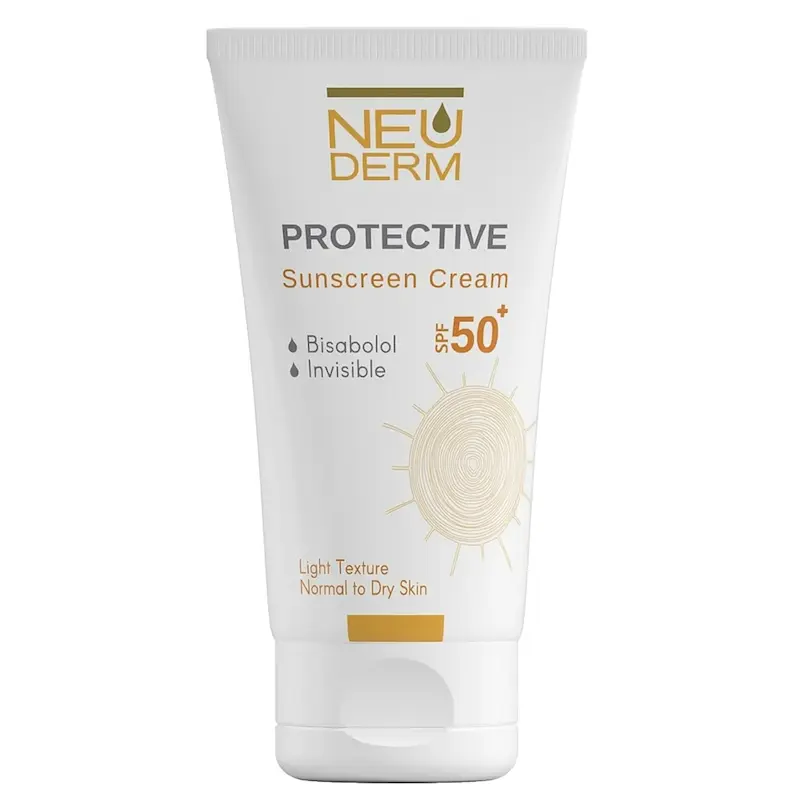 کرم ضد آفتاب فاقد رنگ SPF 50 نئودرم برای پوست های نرمال و خشک حجم 50 میلی لیتر
