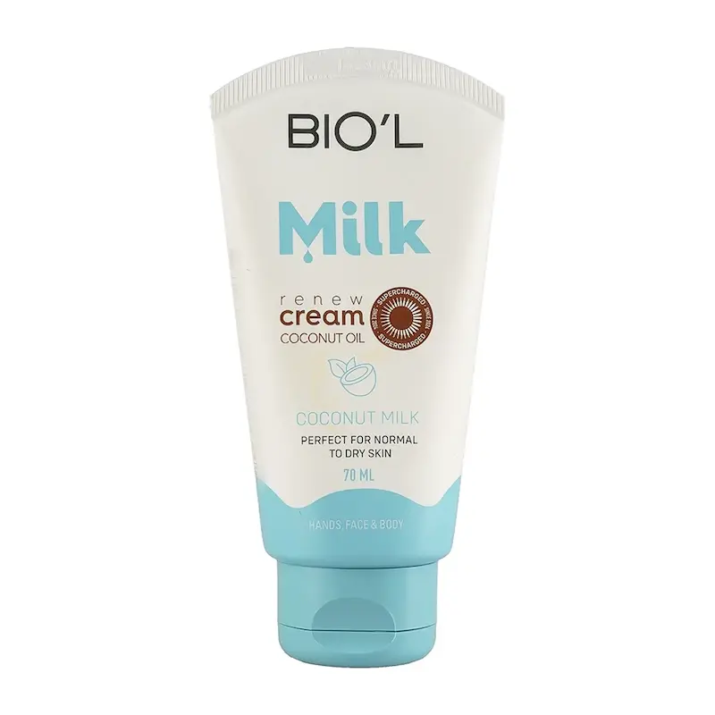 کرم مرطوب کننده بیول مدل Coconut Milk حاوی پروتئین شیر و روغن نارگیل حجم 70 میلی لیتر