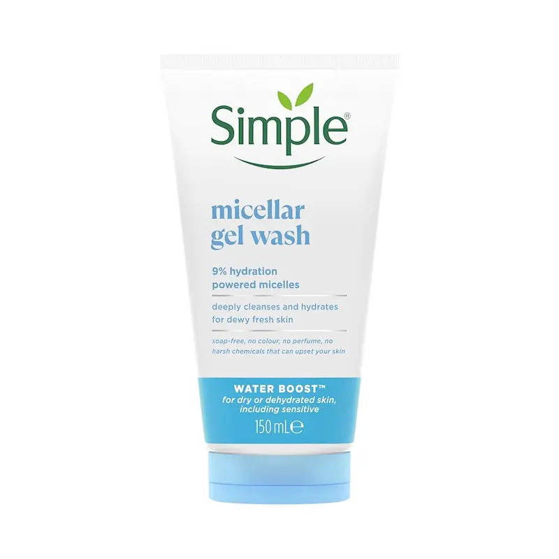 ژل شستشوی صورت میسلار سیمپل سری Water Boost مناسب پوست خشک و حساس حجم ۱۵۰ میلی لیتر