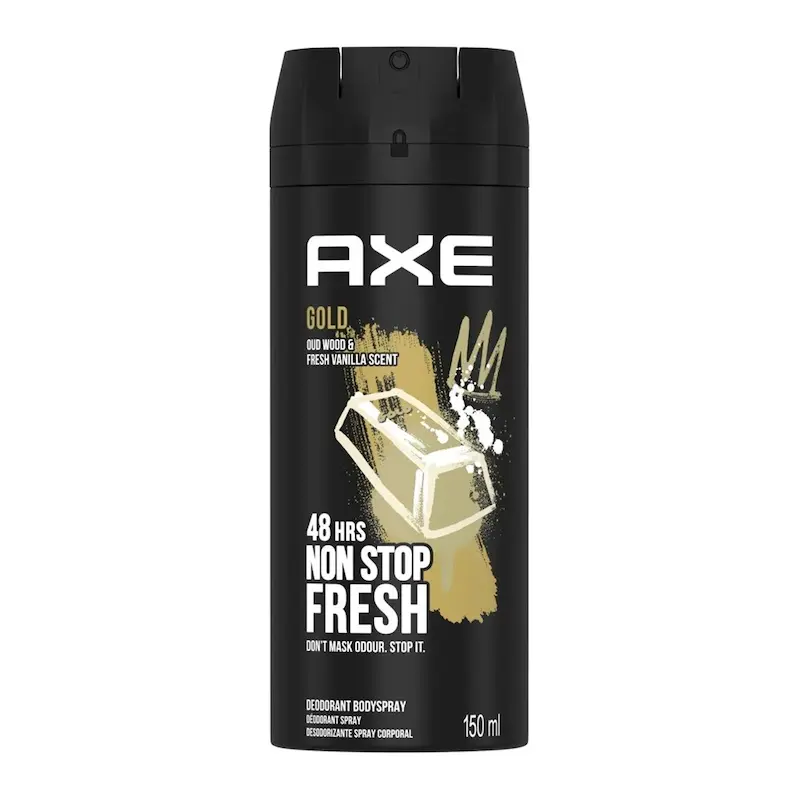 اسپری بدن مردانه اکس مدل Gold Oud Wood حجم 150 میلی لیتر