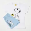 ست تیشرت سفید و شلوارک آبی دخترانه طرح اسنوپی و وودستک برند Peanuts