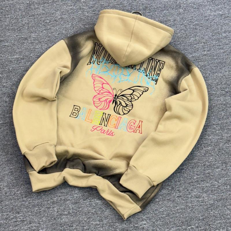 هودی گلدوزی پروانه رنگ کرم