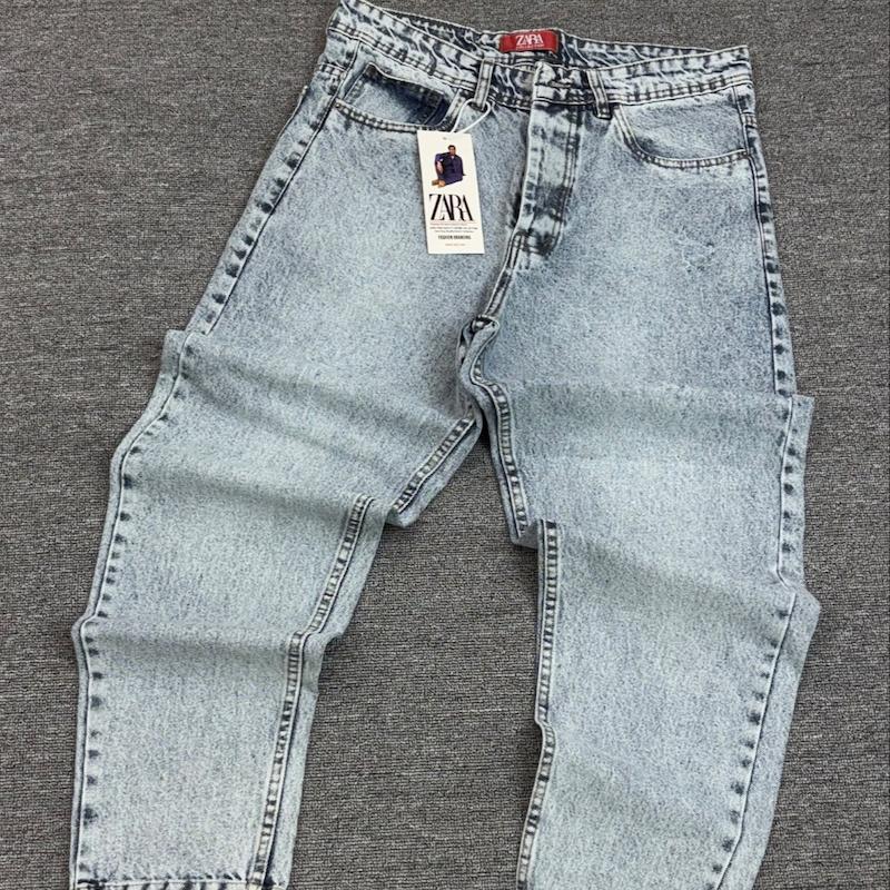 شلوار مام فیت آبی روشن